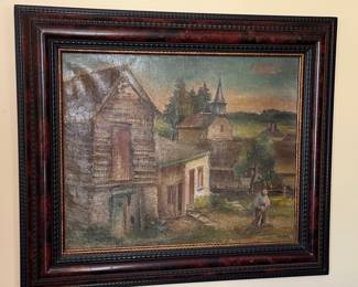 Rural Village Landscape Oil Painting