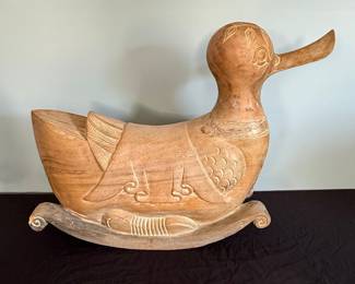 Hand-Carved Wooden Duck Rocking Toy