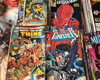 Collection of Late 1980s Marvel Comic Books featuring X-Men, Avengers, Punisher, and Spider-Man