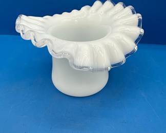 Fenton Silver Crest Milk Glass Top Hat Vase