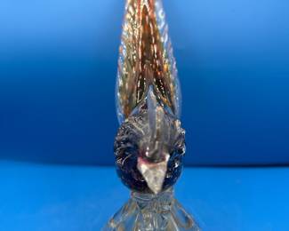 Vintage Murano Glass Pheasant Figurine, Bullicante and Gold Leaf