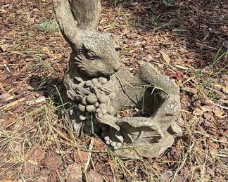 Cast Stone Rabbit Planter with Grapes