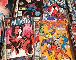 Collection of Late 1980s Marvel Comic Books featuring X-Men, Avengers, Punisher, and Spider-Man