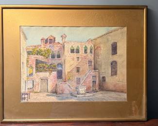 Venetian Courtyard Watercolor Painting