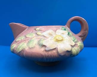 Roseville Pottery White Rose Creamer, Shape 1-C