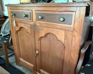 Antique Walnut Washstand with Scalloped Doors