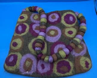 Rising Tide Felted Wool Shoulder Bag with Floral Appliqué