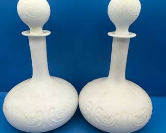 Pair of Victorian Milk Glass Barber Bottles