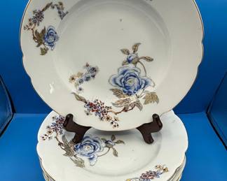 KPM Silesia Blue Floral Gold Trim Porcelain Dinner Set