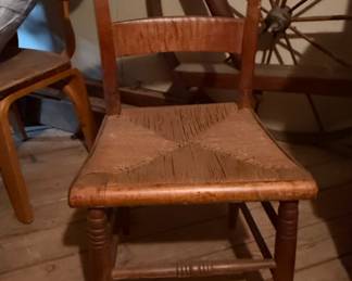 Antique Hitchcock Style Maple Rush Seat Side Chair