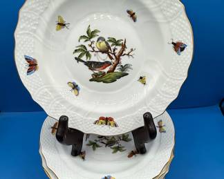 Herend Rothschild Bird Pattern Porcelain Plates