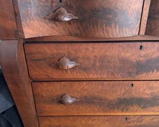 American Empire Flame Mahogany Chest of Drawers with Secretary Desk