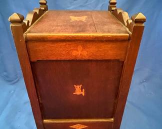 Vintage Marquetry Keepsake Box with Owl and Butterfly Inlay
