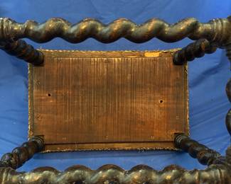 Antique English Oak Barley Twist Stool with Tapestry Upholstery