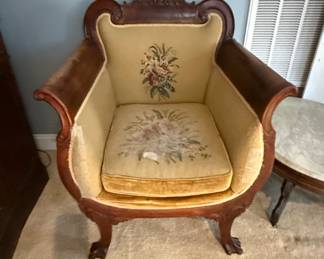 Victorian Rococo Revival Needlepoint Armchair