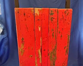 Vintage Primitive Red-Painted Wooden Umbrella Stand