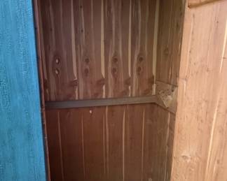 Painted Pine Wardrobe and Matching Wall Shelf with Folk Art Motifs