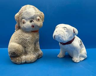 Collection of Vintage Chalkware Carnival Prizes - Dog Figurines