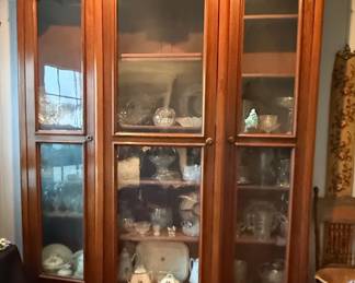 Victorian Walnut Three-Section China Cabinet