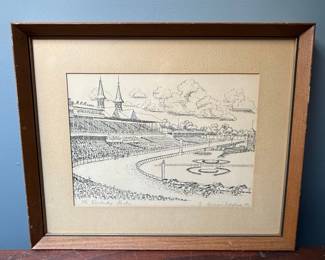 Norman Kohlhepp Kentucky Derby Pen and Ink Drawing