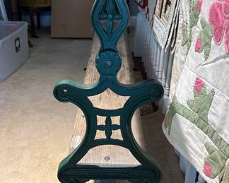 Vintage Cast Iron Spindle Back Garden Bench