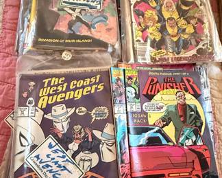 Collection of Late 1980s Marvel Comic Books featuring X-Men, Avengers, Punisher, and Spider-Man
