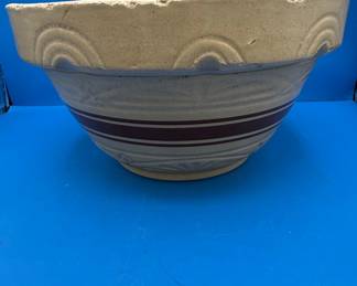 Robinson Ransbottom Pottery (RRP Co) Yellow Ware Mixing Bowl with Brown Bands