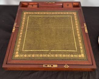 Antique Mahogany Tea Caddy with Veneer Loss