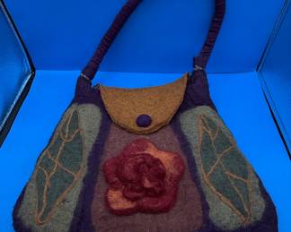 Rising Tide Felted Wool Shoulder Bag with Floral Appliqué