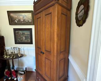 Victorian Walnut Two-Door Wardrobe with Base Drawer