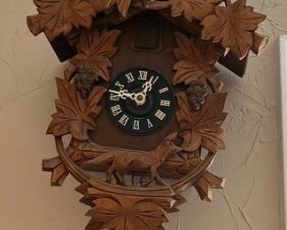 Vintage Black Forest Owl and Fox Cuckoo Clock