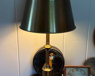 Vintage Brass Bouillotte Table Lamp with Pierced Gallery Shade