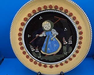 Vintage Swiss Folk Art Ceramic Plates by Kohler Biel