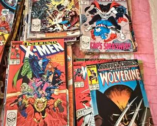 Collection of Late 1980s Marvel Comic Books featuring X-Men, Avengers, Punisher, and Spider-Man