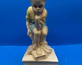 Vintage Chalkware Figural Collection - Boy and Girl Figurines with Wall Plaque