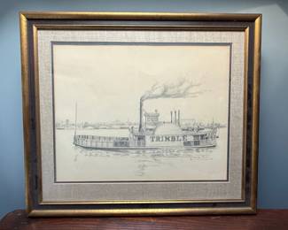 Franklin B. J. 'Frank' Bivins Pencil Sketch of Steamboat Trimble