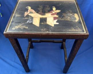 Set of 4 Vintage Chinese Black Lacquer Mother-of-Pearl Inlay Nesting Tables