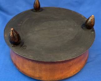 Vintage Hand-Painted Wooden Trinket Box with Bow Motif