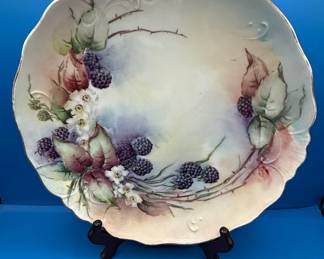 Hand-Painted Limoges Porcelain Blackberry Charger