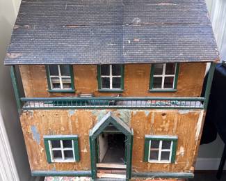 Vintage Wooden Two-Story Dollhouse