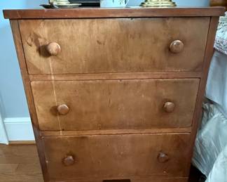 Vintage Maple Three-Drawer Nightstand