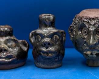 Southern Folk Art Pottery Face Jugs by Marie Rogers