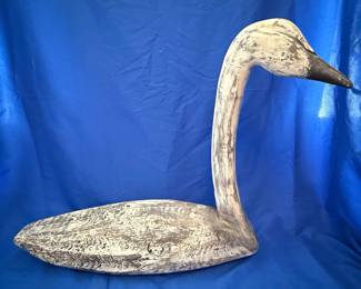 Vintage Hand-Carved Wooden Swan Decoy