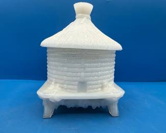 Portieux Vallerysthal Glass Beehive Honey Pot Covered Jar