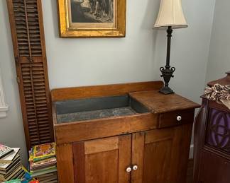 Antique Pine Dry Sink with Zinc Liner