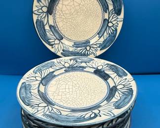 Dedham Pottery Blue Floral Plates