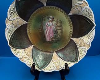 Antique Portrait Plate with Victorian Woman