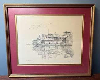 Tony Ewald Pencil Drawing of the Chris Greene Steamboat