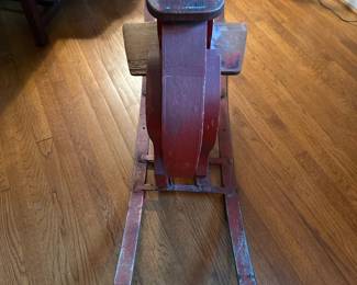 Vintage Hand-Painted Wooden Rocking Elephant