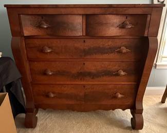 American Empire Flame Mahogany Chest of Drawers with Secretary Desk